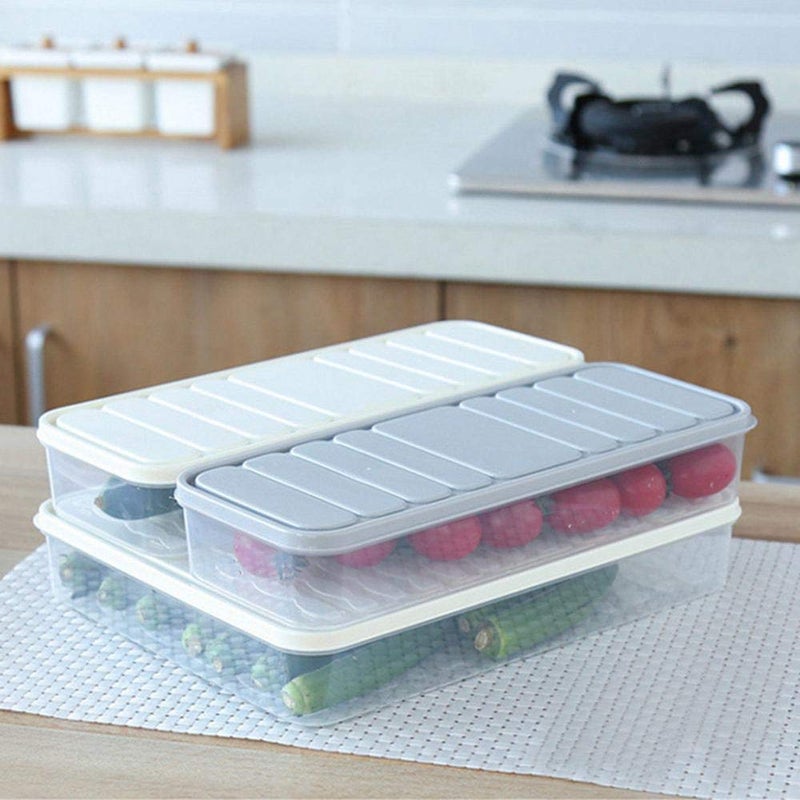 Naranqa Food Storage Bin Vegetable Organizer with Lid Clear Fridge Crisper Keep Food Fresh BPA Free Kitchen Organizer Bins (Grey-L-SIZE with MAT) - Image 5
